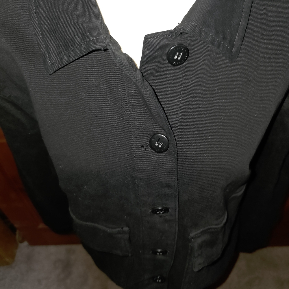Sanctuary Black Jean Jacket Classic Workwear Utility Style Size S Anthropologie - Picture 3 of 8